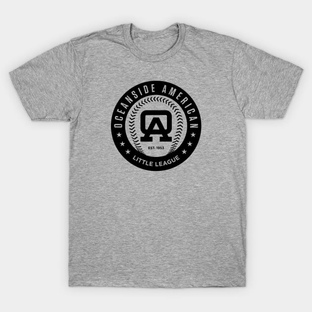 OALL Circle League Logo - Black T-Shirt by Oceanside American Little League